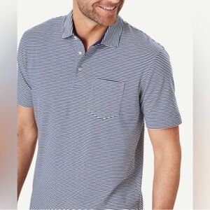 B. Draddy Blue Striped Pima Cotton Polo XL